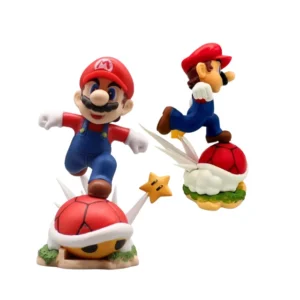 Action figure Super Mario Bros em cima do Casco