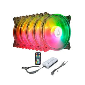 Kit Com 5 Ventoinhas Rise Mode Crystal Sound, 120mm, ARGB, Transparente - RM-CS-02-ARGB