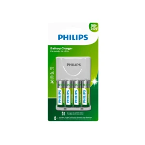 Kit 4 Pilhas Aa Recarregável Original + Carregador Philips